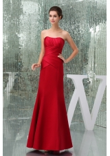 Mermaid Red Sweetheart Ruched Ankle-length Prom Dresses