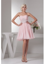 Baby Pink Sweetheart Ruche Beading Decorate Prom Gown Dress
