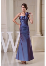Taffeta One Shoulder Ankle-length Ruched Column Prom Dress
