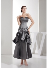 Ankle-length Slot Neckline Dim Grey Column Dress For Prom