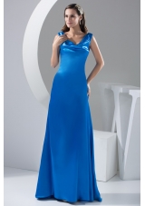 Fabulous Cowl Neck Floor-length prom Dress in Blue