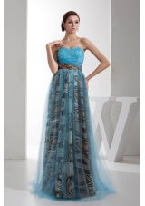 Fashion Sweetheart Beaded Multi-color Prom Gown with Printing