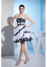 Princess Sweetheart Appliques Short Prom Gown with Organza for Woman