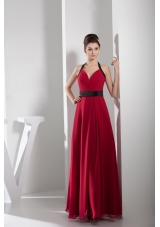 Sexy Halter Top Fitted Empire Prom Dress For Party in Red