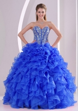 Royal Blue Sweetheart Ruffles and Beaded Decorate Quinceanera Dresses On Sale