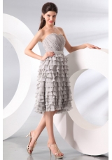 Gray Ruffled Sweetheart Dresses For Prom Princess in Knee-length