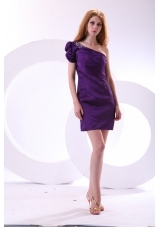Discount Purple Column One Shoulder Mini-length Taffeta Prom Dress