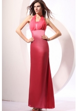 Halter Top Ankle Length Coral Red Zipper Up JS Prom Dresses