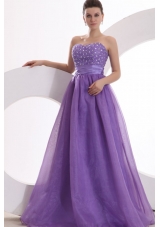 Princes Purple Sweetheart Organza Prom Gown Dress with Beading