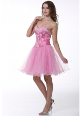 Princess Sweetheart Baby Pink Appliques Knee-length Prom Cocktail Dress
