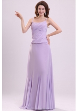 Cheap Straps Ruched Lavender Zipper Up Prom Party Dresses