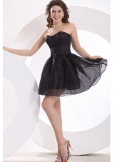 Classic Strapless Black Organza Short Dresses for Prom Court