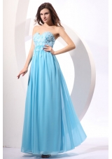 Sweetheart Applique Best Prom Bridesmaid Dress in Aqua Blue
