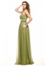 Olive Green Sweetheart Appliques Tulle Long JS Prom Dresses