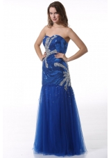 Sassy Paillettes Decorated Column Sweetheart Prom Gown in Blue