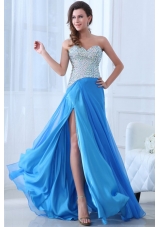 Gorgeous A-line Side Slit Prom Pageant Dress with Sequin Breast