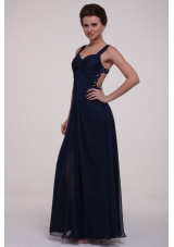 Chic Navy Blue Empire Chiffon Prom Formal Dress with Cool Back