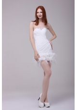 Feathers Handle Flowers and Ruching Mini-length Prom Dresses