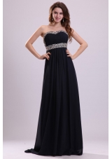 Empire Sequins Decorated Chiffon Prom Dresses with Brush Train