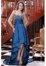 Chic High-low Sweetheart Prom Dress with Lace Overlay on Bust Area
