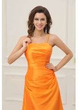 Fancy Spaghetti Straps Orange Taffeta Prom Dress on Promotion