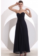 Navy Blue Princess Ankle-length Chiffon Prom Party Dress with Beading