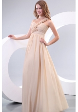 Hot One Shoulder Prom Dress with Small Flowers Accent and Ruches