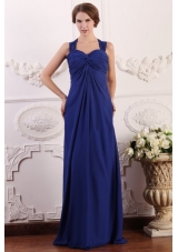Wide Straps Empire Chiffon Prom Bridesmaid Dresses with Sweep Train