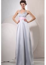 Wonderful Silver Empire Halter Top Evening Dress For Women