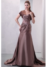Hot Chocolate Sweetheart Ruche Prom Dress with Train