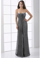 Stunning Silver and Black Empire Sequins Prom Evening Dress