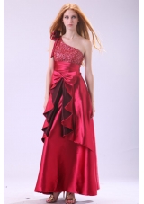 Ruffles Sequins and Bowknot One Shoulder Long Prom Dress for Ladies