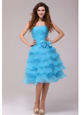 Baby Princess Strapless Ruffled Layers Prom Pageant Dress with Bowknot