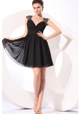 Black Sweetheart Prom Dress with Beading Straps and Ruches