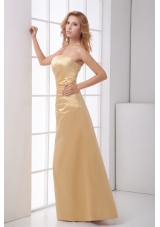 Simple Champagne Strapless Prom Dress with Ruche Waist