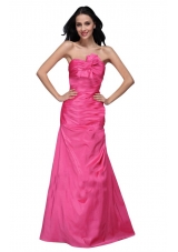 Column Sweetheart Hot Pink Ruching Full-length Dress for Prom Queen