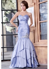 Lilac Sweetheart Mermaid Style Prom Dress with Ruches and Layers