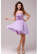 Short Lavender Strapless Empire Prom Cocktail Dress with Sequin Bust