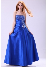 Magic Royal Blue Strapless Prom Dress with Beading and Ruches
