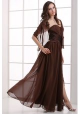 Chocolate Sweetheart Chiffon Prom Dress with Slit and Open Back