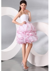 2014 White and Pink Princess Sweetheart Knee-length Prom Party Dress