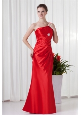 Red One Shoulder Taffeta Prom Mother Dress with Ruches