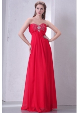Red Sweetheart Empire Chiffon Prom Evening Dress For Party