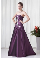 Elegant Empire Sweetheart Purple Appliques Formal Prom Dress