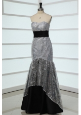 Most Beautiful Grey Mermaid Sweetheart Sequins Fitted Prom Dress