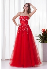 2014 Sweetheart Beaded Floor-length Red Prom Dress