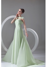 Flowy Chiffon Strapless Zipper Mint Green Plus Size Prom Dress
