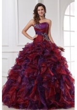 Multi-color Sweetheart Appliqued Sweet 16 Dresses with Ruffles