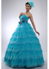 Lovely Bowknot and Paillettes Puffy Layers Tule Sweet 16 Dresses