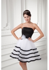 Mini-length Evening Dresses in White and Black Bow